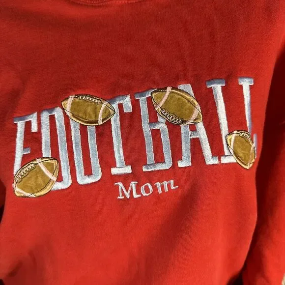 Vintage 90s Sz Large Embroidered FOOTBALL MOM Grandma Sweatshirt Top Made in USA - Picture 9 of 14